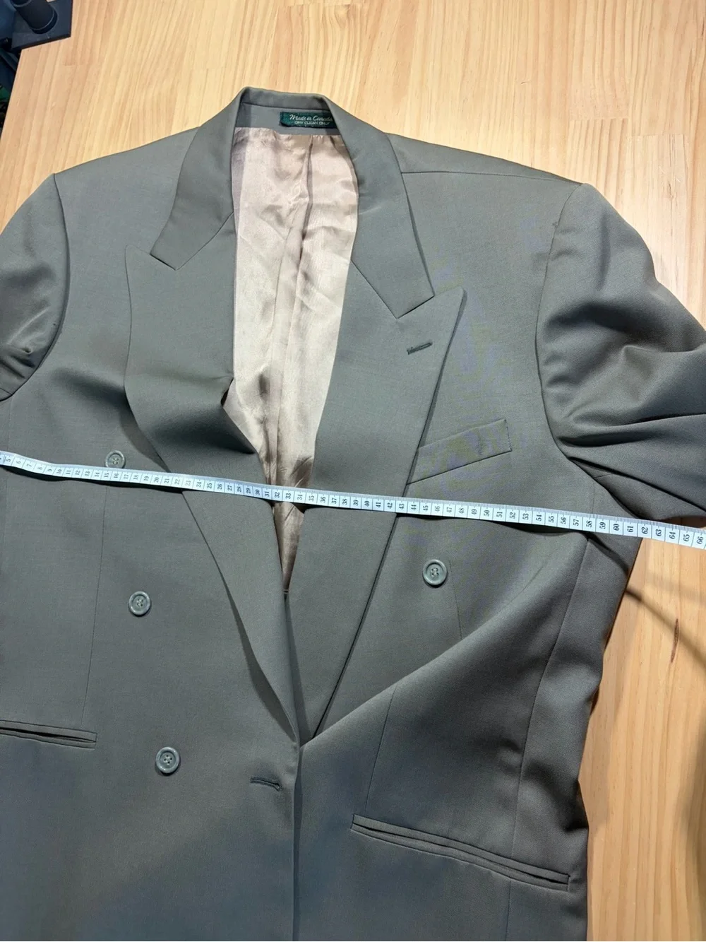 Double-Breasted Blazer in Olive Green W